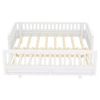Twin/Twin XL Convertible Platform Bed with Guardrails and Solid Wood Frame