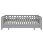 Twin/Twin XL Convertible Platform Bed with Guardrails and Solid Wood Frame