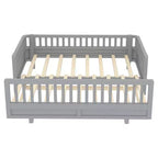 Twin/Twin XL Convertible Platform Bed with Guardrails and Solid Wood Frame