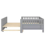 Twin/Twin XL Convertible Platform Bed with Guardrails and Solid Wood Frame