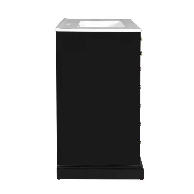 30 Bathroom Vanity with Sink, Bathroom storage Cabinet with Drwers and Soft Closing Doors, Black