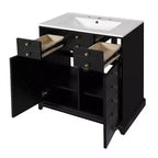30 Bathroom Vanity with Sink, Bathroom storage Cabinet with Drwers and Soft Closing Doors, Black