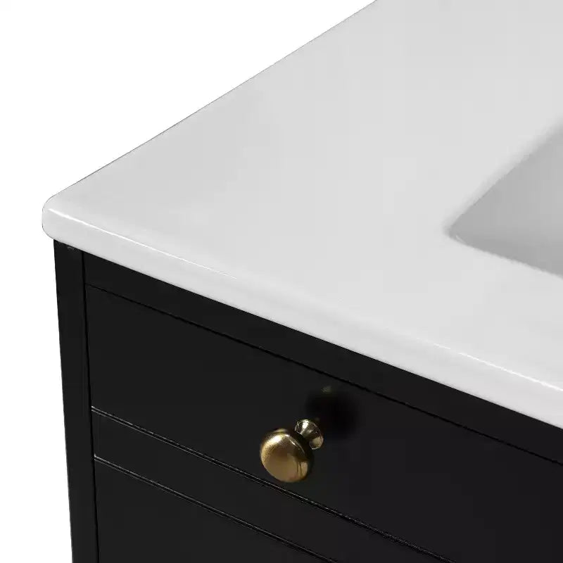30 Bathroom Vanity with Sink, Bathroom storage Cabinet with Drwers and Soft Closing Doors, Black