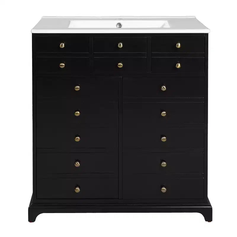 30 Bathroom Vanity with Sink, Bathroom storage Cabinet with Drwers and Soft Closing Doors, Black