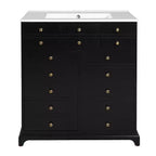 30 Bathroom Vanity with Sink, Bathroom storage Cabinet with Drwers and Soft Closing Doors, Black