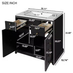 30 Bathroom Vanity with Sink, Bathroom storage Cabinet with Drwers and Soft Closing Doors, Black