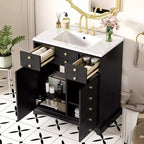 30 Bathroom Vanity with Sink, Bathroom storage Cabinet with Drwers and Soft Closing Doors, Black