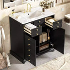 30 Bathroom Vanity with Sink, Bathroom storage Cabinet with Drwers and Soft Closing Doors, Black