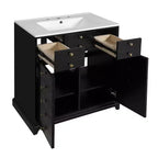 30 Bathroom Vanity with Sink, Bathroom storage Cabinet with Drwers and Soft Closing Doors, Black
