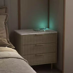 TUYOHW Smart Nightstand with Voice-Controlled Night Light & Charging Station,Bedside Table with 3 Drawers,End Table for Bedroom,Living Room