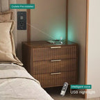TUYOHW Smart Nightstand with Voice-Controlled Night Light & Charging Station,Bedside Table with 3 Drawers,End Table for Bedroom,Living Room