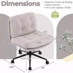 Cross Legged Office Chair with Swivel, Corduroy Upholstered Desk Chair, Light Khaki