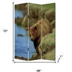 72" Blue and Green Canvas Folding 3-Panel Room Divider