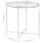 Round Glass Side Table with Silver Steel Frame, 15.7" x 16.1"