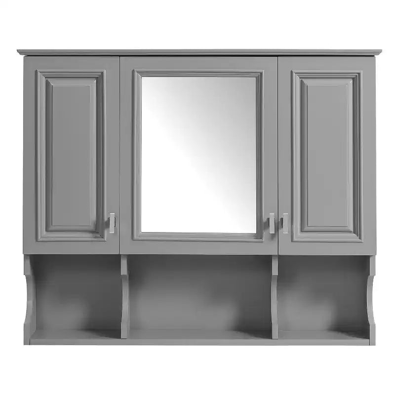 35 x 28 Wall Mounted Mirror Medicine Cabinet with Open Shelves