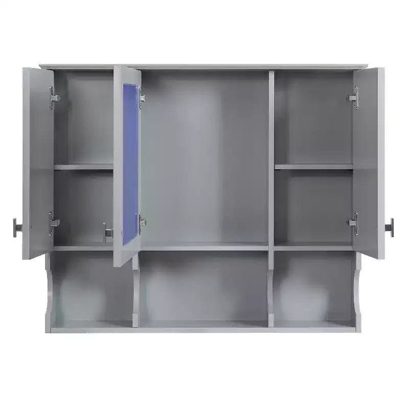 35 x 28 Wall Mounted Mirror Medicine Cabinet with Open Shelves