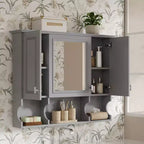 35 x 28 Wall Mounted Mirror Medicine Cabinet with Open Shelves