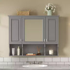 35 x 28 Wall Mounted Mirror Medicine Cabinet with Open Shelves
