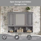 35 x 28 Wall Mounted Mirror Medicine Cabinet with Open Shelves