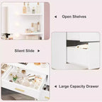 61-Inch Vanity Desk with Lighted Mirror, 8 Drawers and 2 Shelves