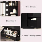 61-Inch Vanity Desk with Lighted Mirror, 8 Drawers and 2 Shelves