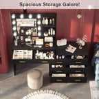 61-Inch Vanity Desk with Lighted Mirror, 8 Drawers and 2 Shelves