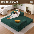 4-in-1 Convertible Sofa Bed, Corduroy Floor Couch with Metal Arms and 2 Pillows