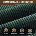 4-in-1 Convertible Sofa Bed, Corduroy Floor Couch with Metal Arms and 2 Pillows