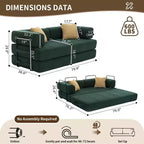 4-in-1 Convertible Sofa Bed, Corduroy Floor Couch with Metal Arms and 2 Pillows