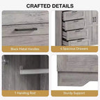 Double-Door 4-Drawer Wardrobe with Storage Shelves – Gray