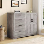 Double-Door 4-Drawer Wardrobe with Storage Shelves – Gray