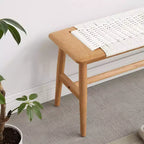Solid Oak Wood Bench with Handwoven Cane Seat – Dining Room, Bedroom & Entryway