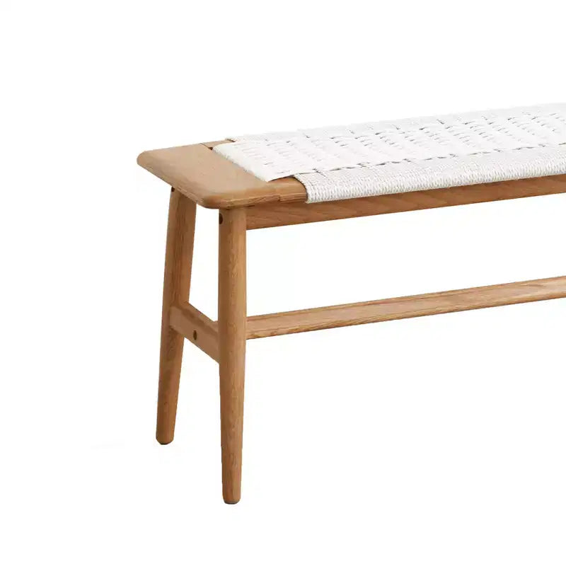 Solid Oak Wood Bench with Handwoven Cane Seat – Dining Room, Bedroom & Entryway