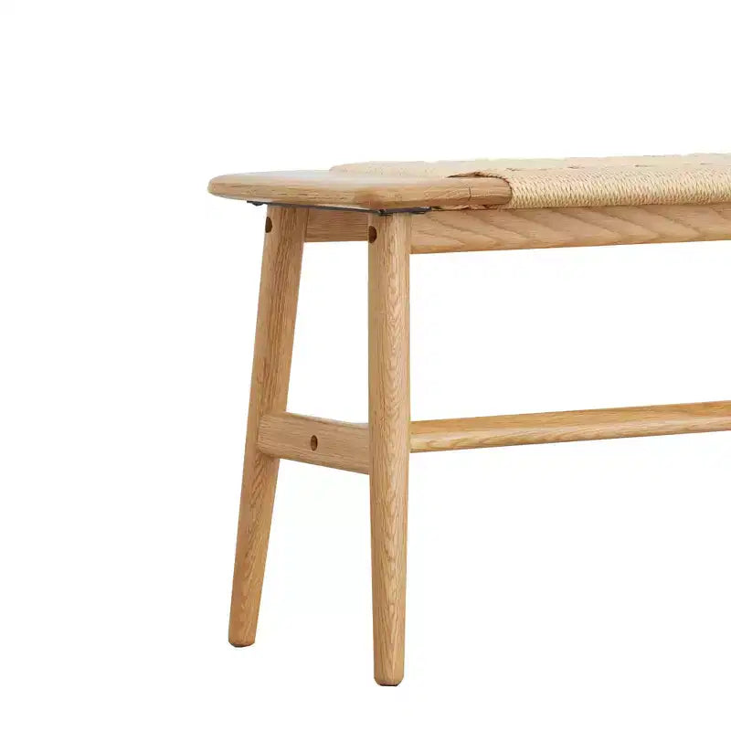Solid Oak Wood Bench with Handwoven Cane Seat – Dining Room, Bedroom & Entryway