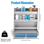 5052 Aluminum Storage Cabinet, 3-Tier Wall-Mounted Tool Cabinet with Flip-Out Work Table and Paper Towel Rack