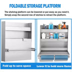 5052 Aluminum Storage Cabinet, 3-Tier Wall-Mounted Tool Cabinet with Flip-Out Work Table and Paper Towel Rack