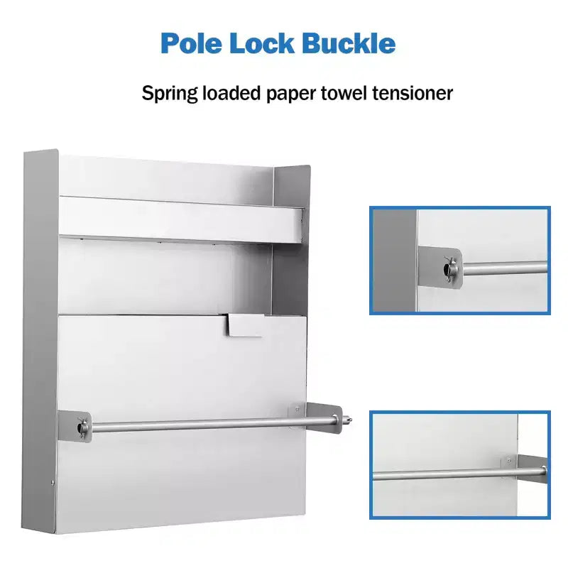 5052 Aluminum Storage Cabinet, 3-Tier Wall-Mounted Tool Cabinet with Flip-Out Work Table and Paper Towel Rack