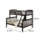 Twin/Full Bunk Bed with Ladder, Slatted, Cherry Brown, Solid Hardwood