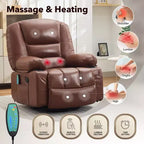 360 Swivel Rocker Recliner Chair with Massage and Heating