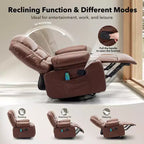 360 Swivel Rocker Recliner Chair with Massage and Heating