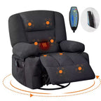 360 Swivel Rocker Recliner Chair with Massage and Heating