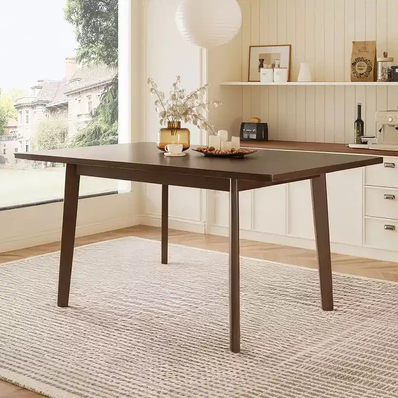 Rustic Farmhouse Dining Table with Solid Wood Frame