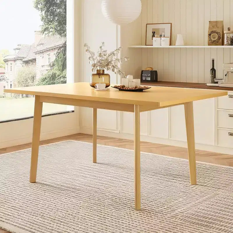 Rustic Farmhouse Dining Table with Solid Wood Frame