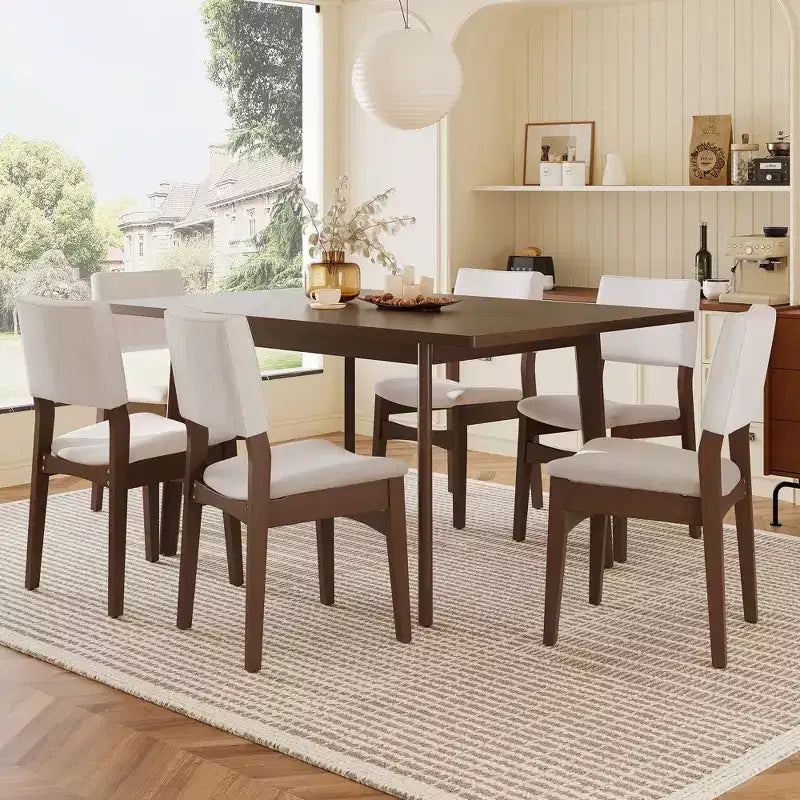 Rustic Farmhouse Dining Table with Solid Wood Frame