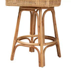 Bohemian Rattan Bar Stool with Cushion – Natural Brown & White