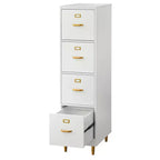 4-Drawer Filing Cabinet – White with Gold-Tone Hardware