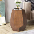 Modern Hammered Iron Geometric Side Table – Brushed Antique Finish
