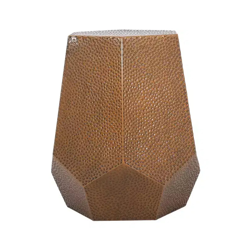 Modern Hammered Iron Geometric Side Table – Brushed Antique Finish