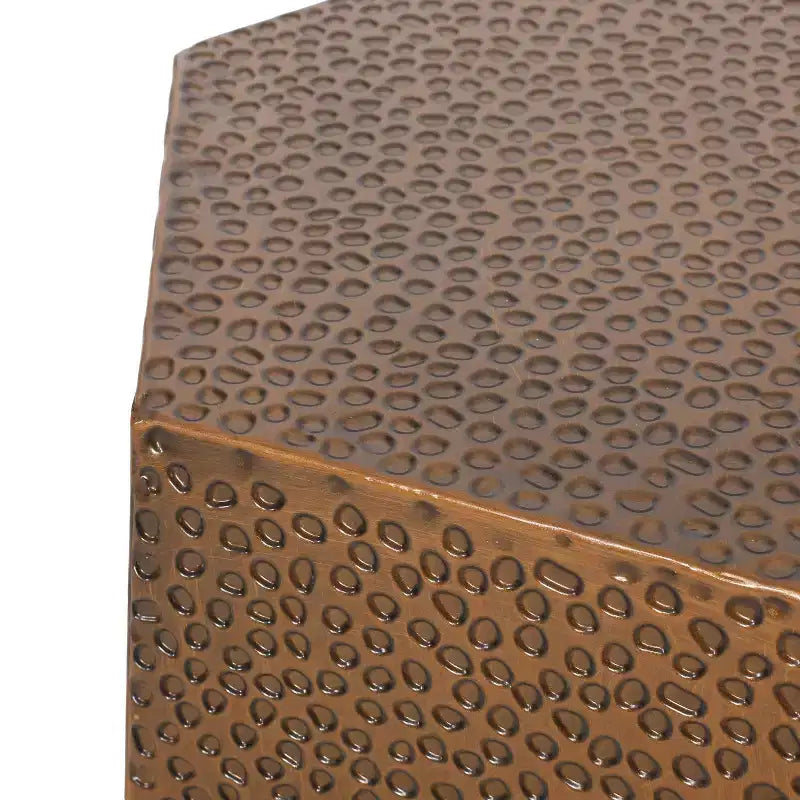 Modern Hammered Iron Geometric Side Table – Brushed Antique Finish