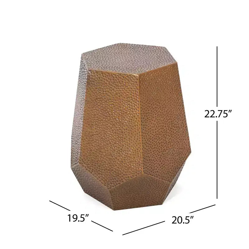Modern Hammered Iron Geometric Side Table – Brushed Antique Finish